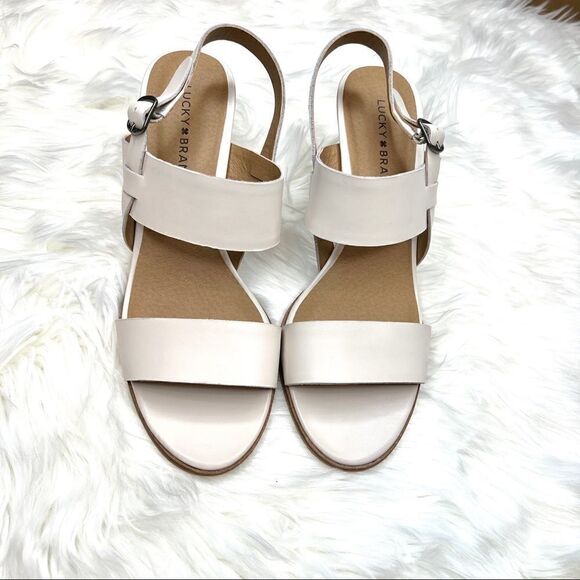 Lucky Brand Vaneesha stacked heel sandal 10 leather Boho Inspired - Picture 4 of 15